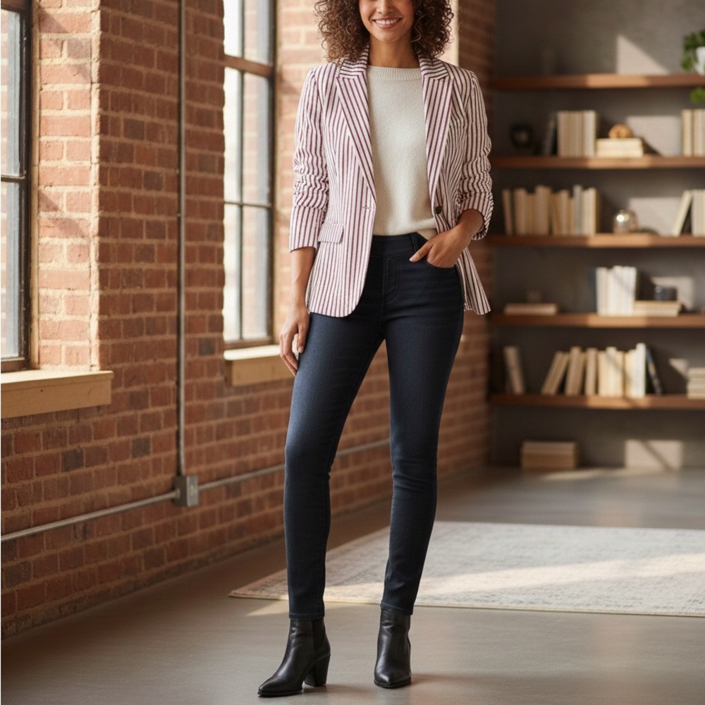 CAbi Red and White Striped Blazer